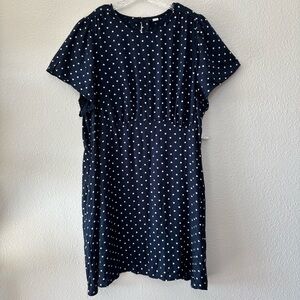 Old Navy Womens Dress 4X Navy Polka Dot Keyhole Pockets Classic Preppy New